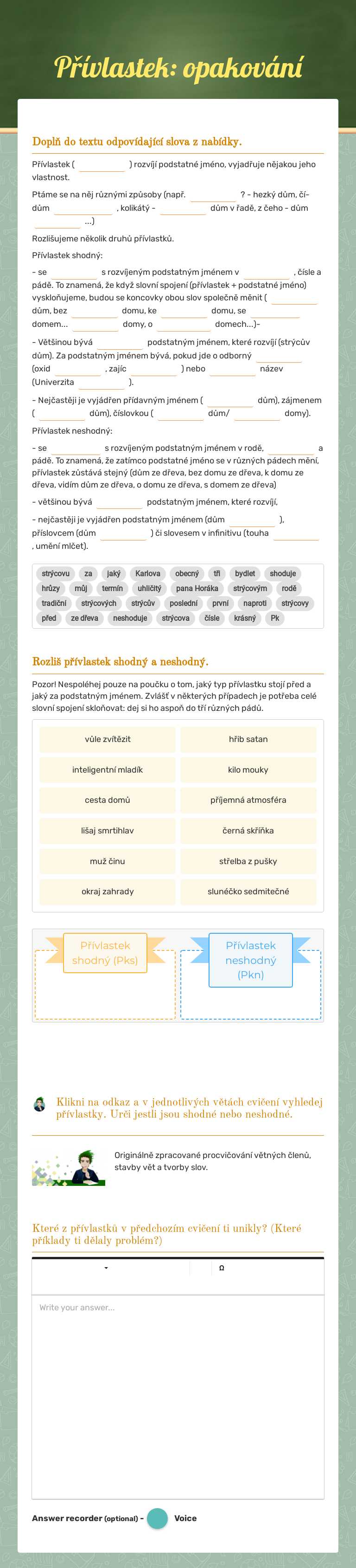 Přívlastek: opakování worksheet preview image