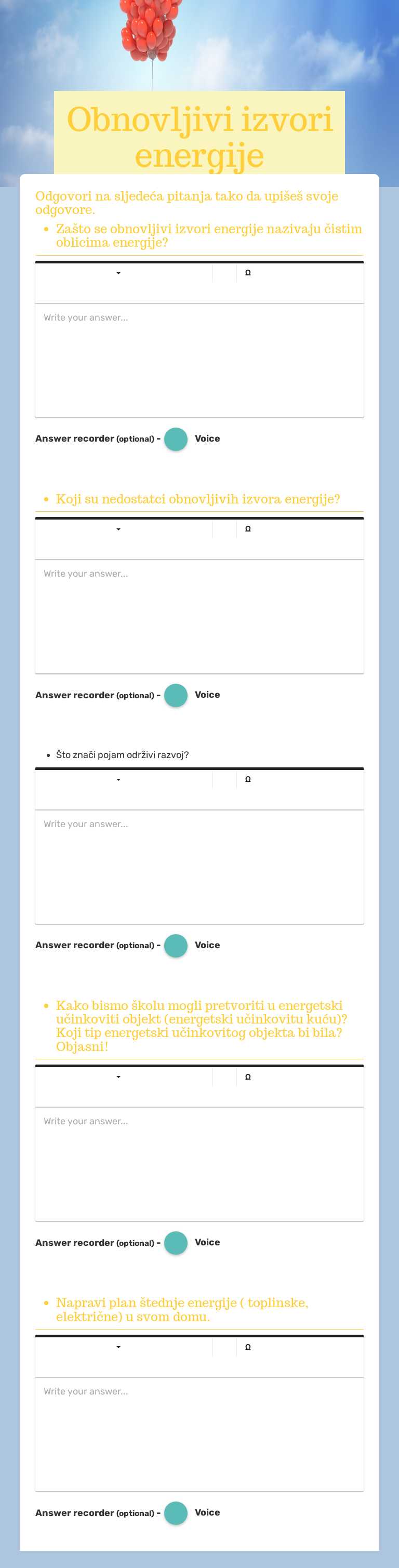 Obnovljivi izvori energije worksheet preview image