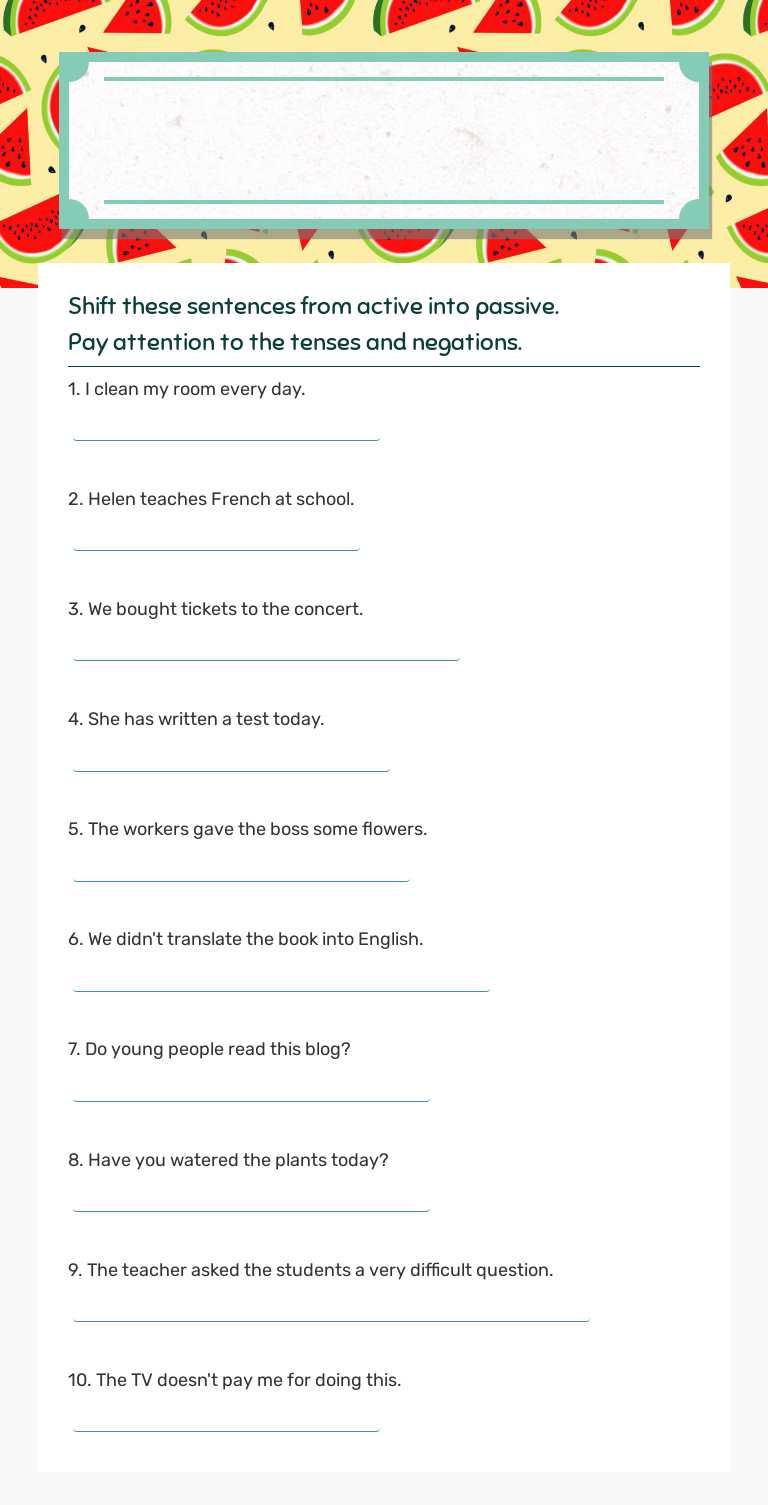 The Passive B1 worksheet preview image