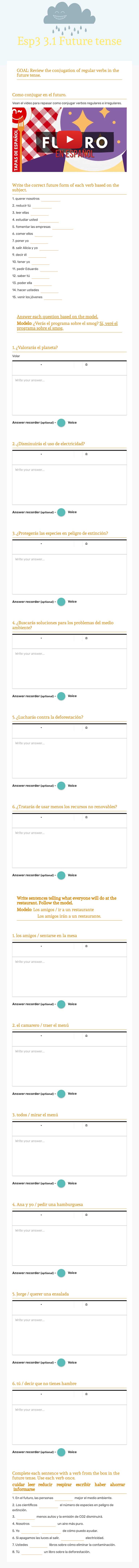 Esp3 3.1          Future tense Grade 11 worksheet preview