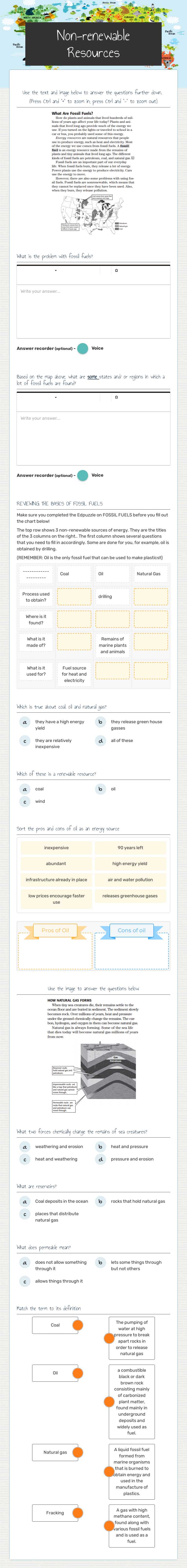 Non-renewable Resources Grade 9 worksheet preview