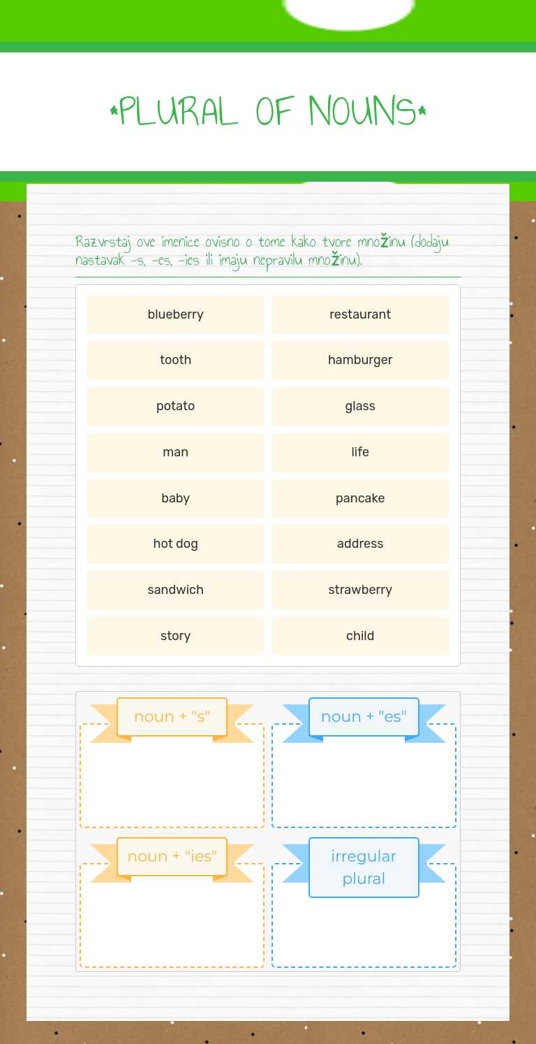 *PLURAL OF NOUNS* Grade 8 worksheet preview
