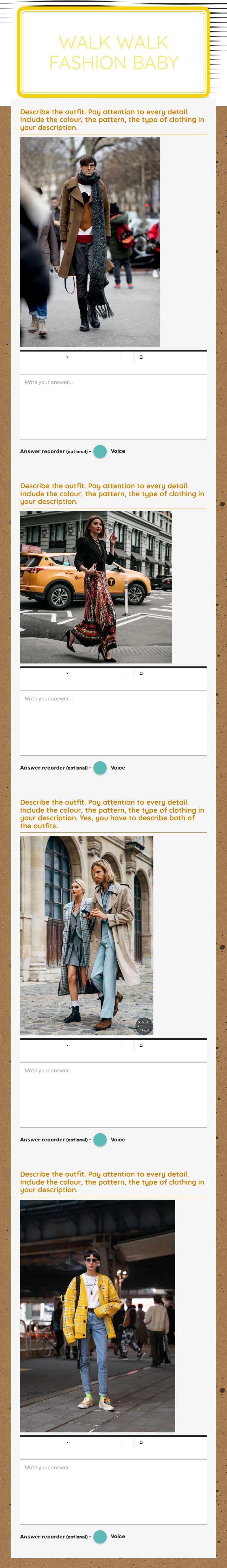 Walk walk fashion baby worksheet preview image