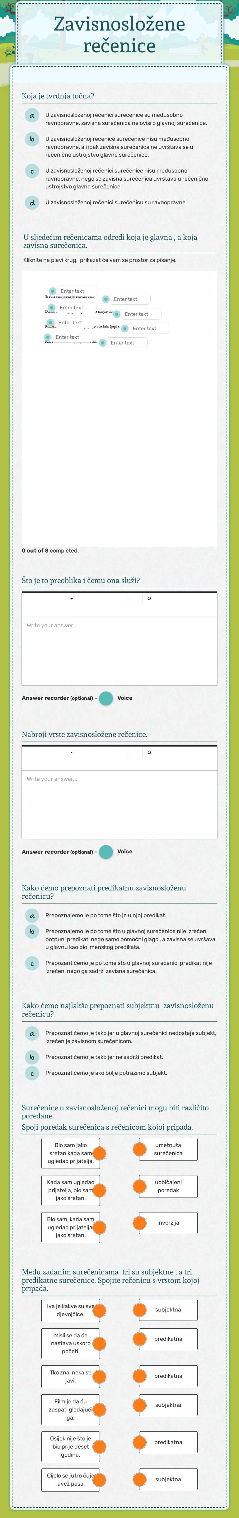 Zavisnosložene rečenice worksheet preview image
