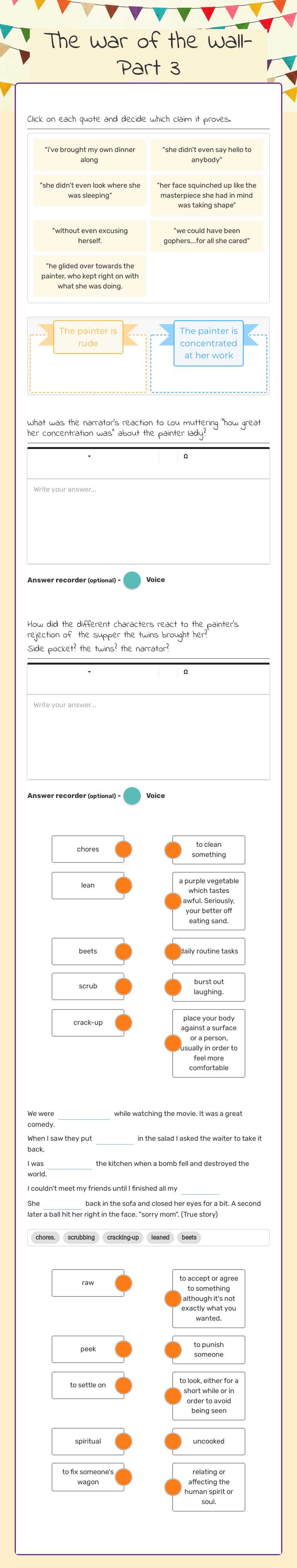 The War of the Wall-Part 3 worksheet preview image
