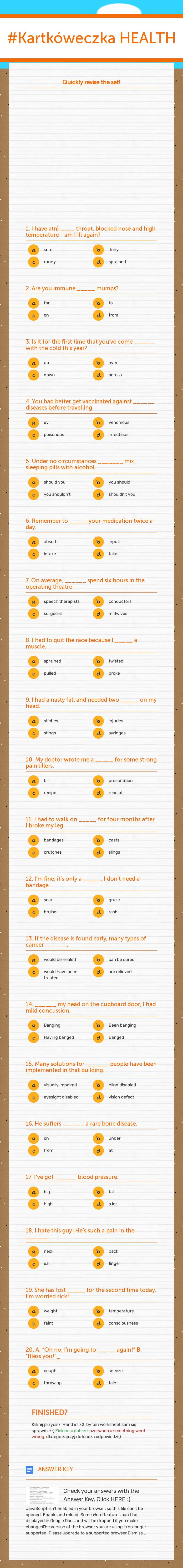 #Kartkóweczka
HEALTH worksheet preview