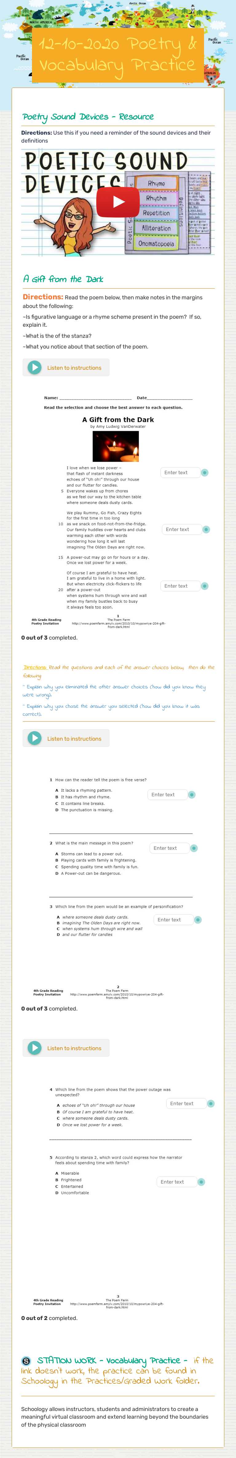 12-10-2020  Poetry & Vocabulary Practice Grade 4 worksheet preview