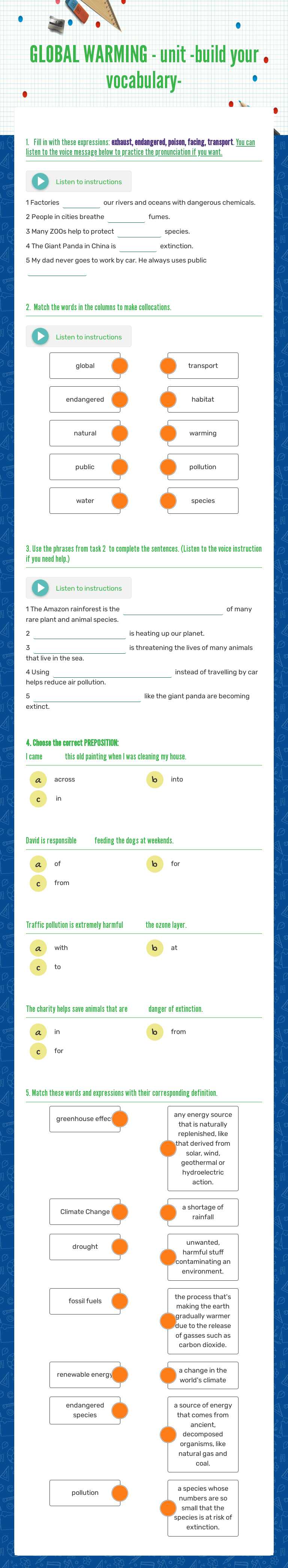 GLOBAL WARMING - unit
-build your vocabulary- worksheet preview image