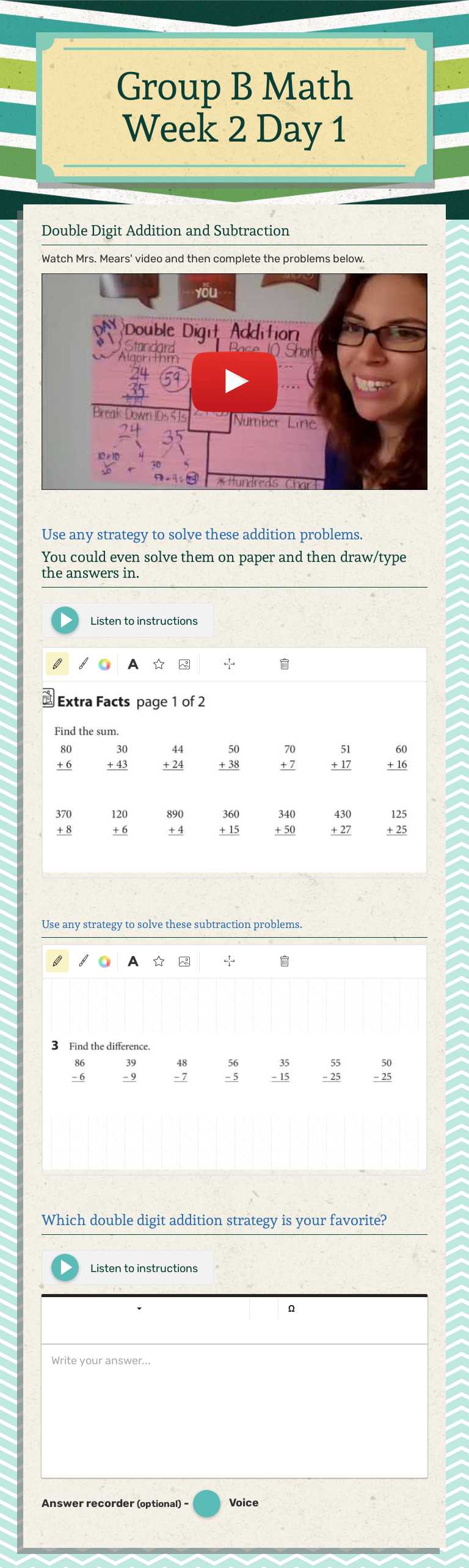 Group B Math Week 2   Day 1 worksheet preview image