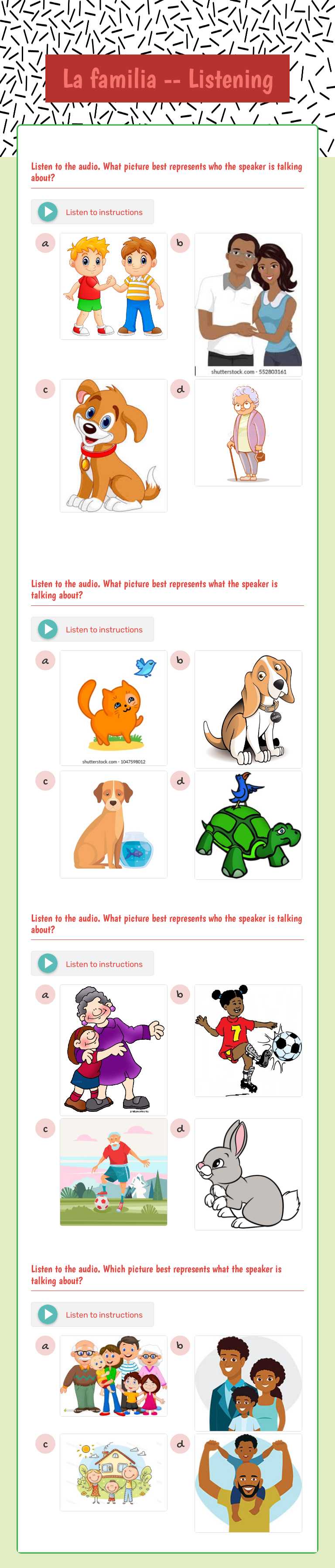 La familia -- Listening worksheet preview image