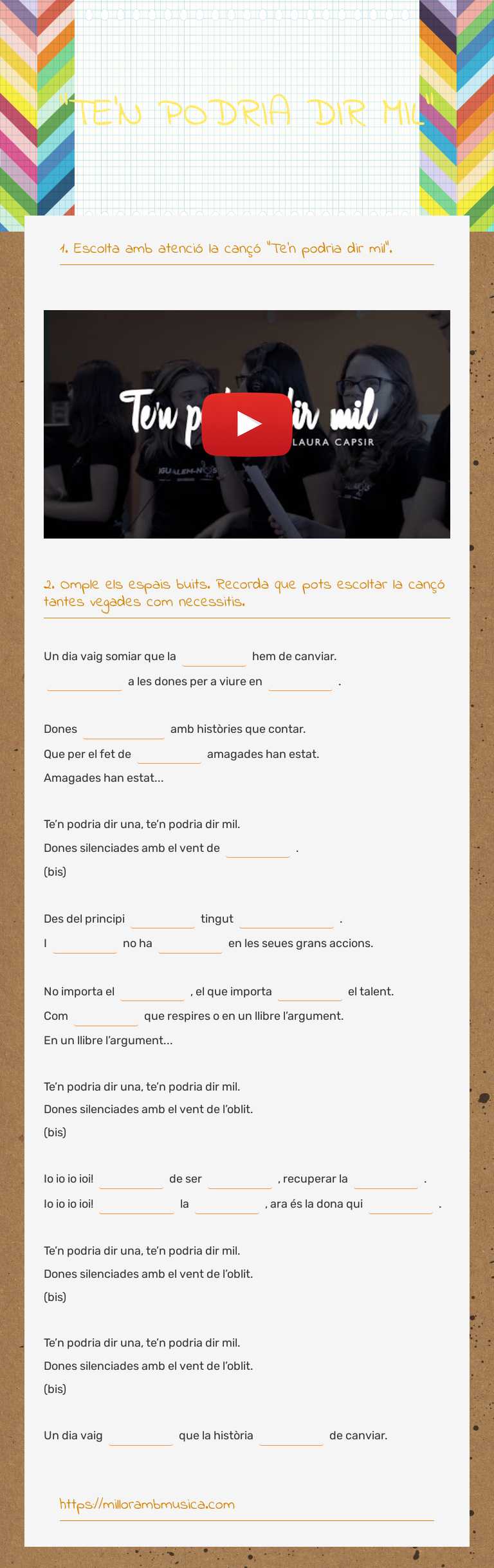 "TE'N PODRIA DIR MIL" worksheet preview image