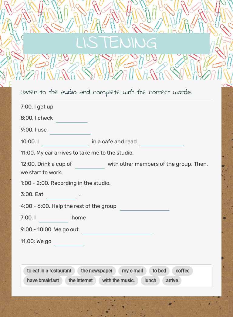 LISTENING worksheet preview image
