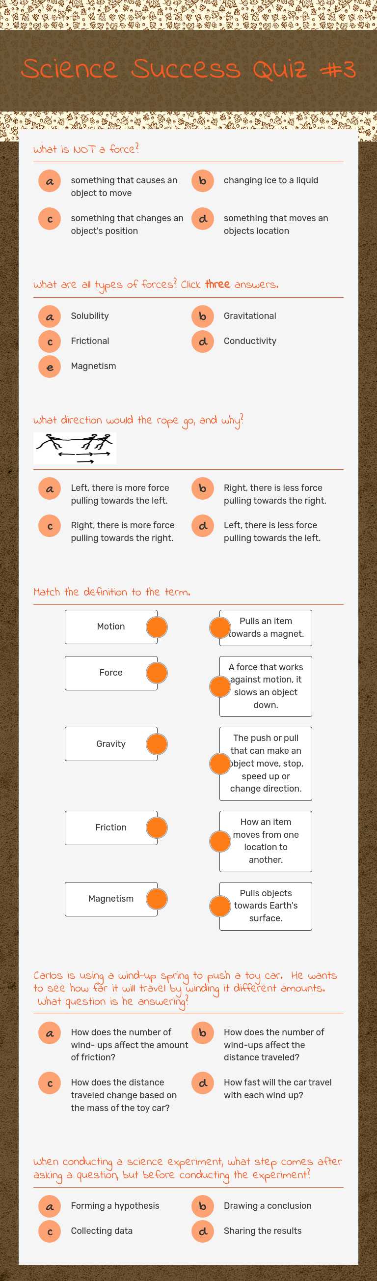 Science Success Quiz #3 worksheet preview image