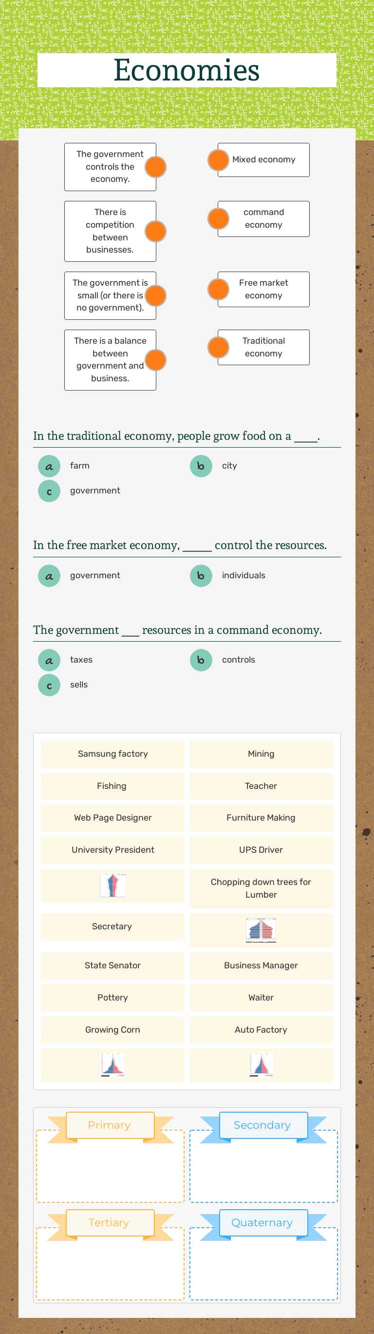 Economies worksheet preview image