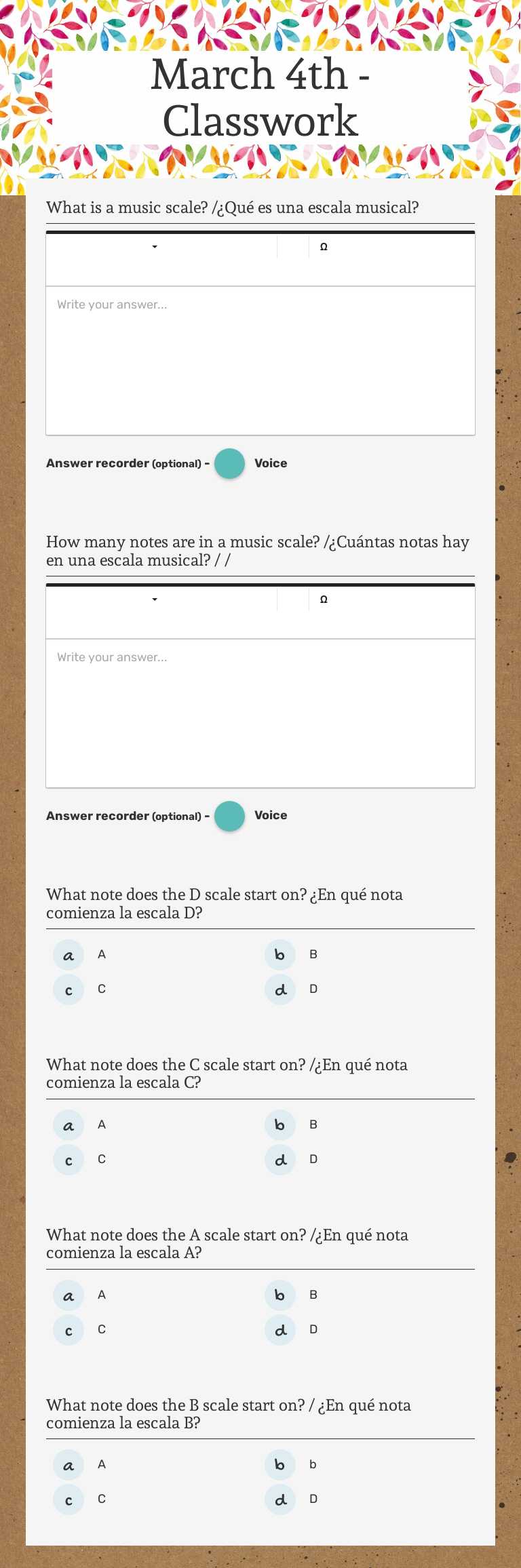 March 4th - Classwork Grade 9 worksheet preview
