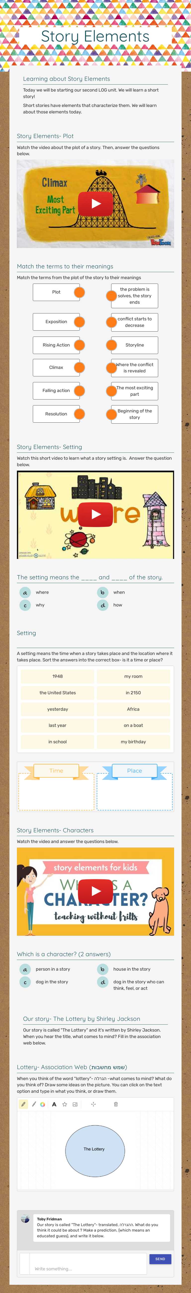 Story Elements worksheet preview image