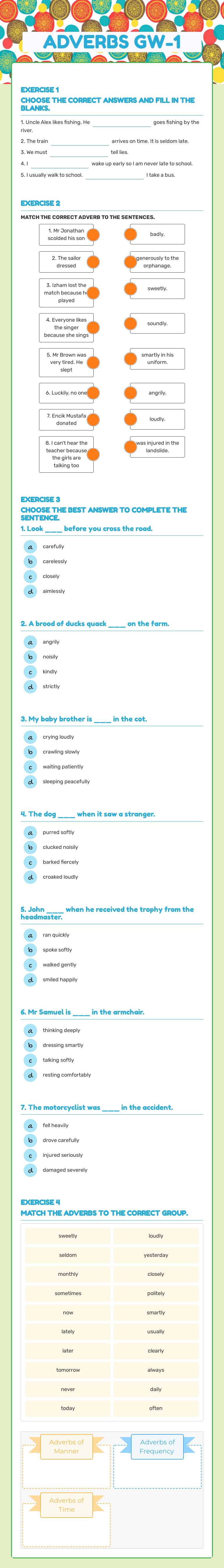 ADVERBS GW-1 worksheet preview image