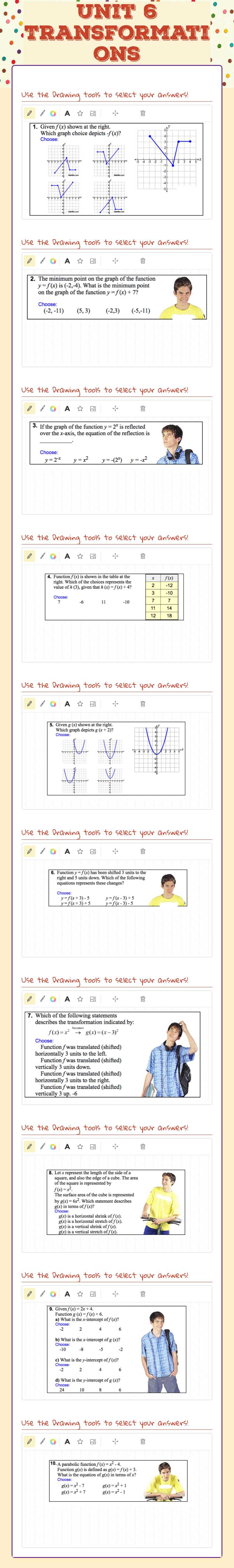 Unit 6 Transformations Challenge by Jill Lowman | Interactive Worksheet ...