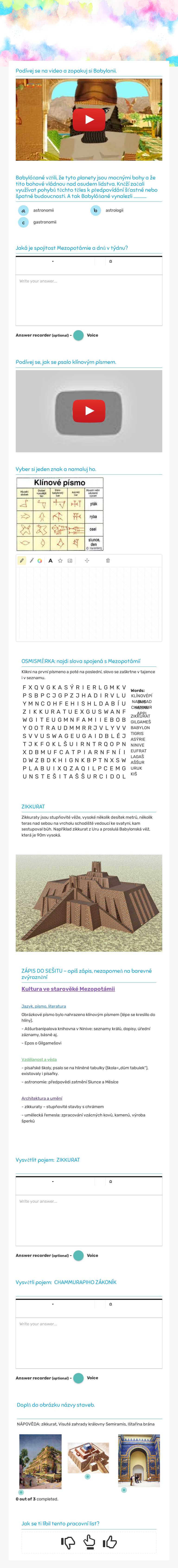 KULTURA V MEZOPOTÁMII worksheet preview image