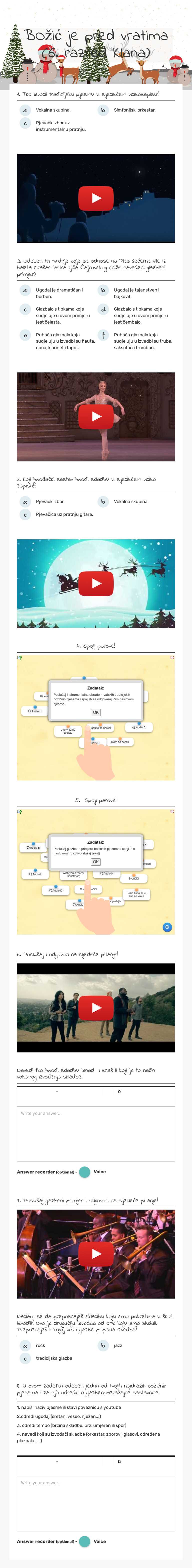 BOžić je pred vratima  (6. razred Klana) worksheet preview image