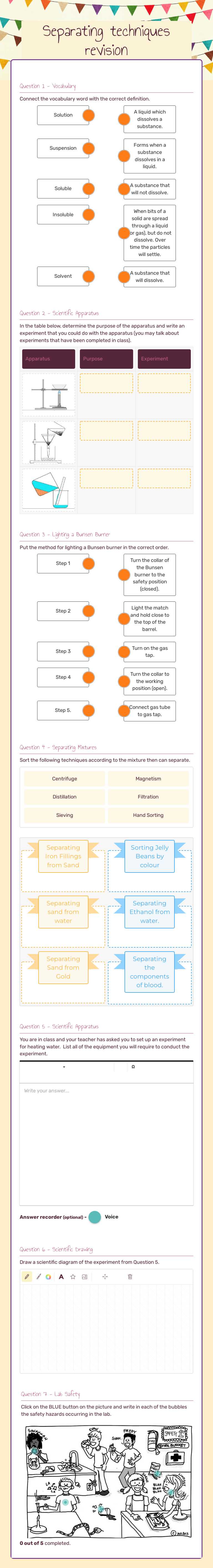Separating techniques revision worksheet preview image