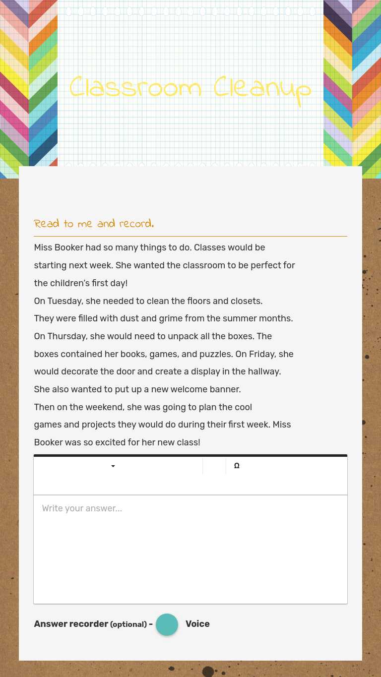 Classroom Cleanup worksheet preview image