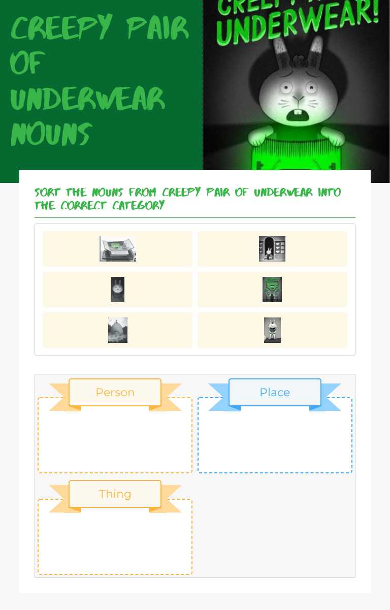 Creepy Pair of Underwear Nouns worksheet preview image
