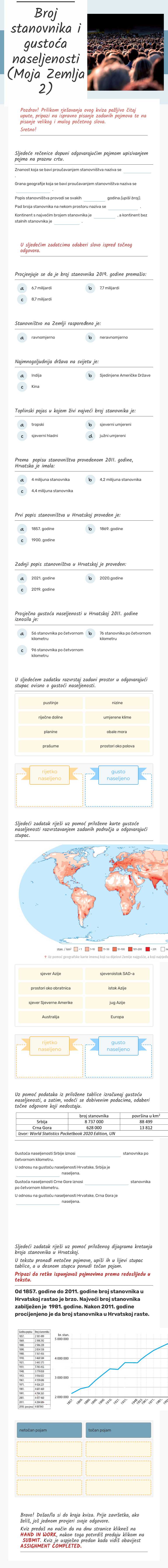 Broj stanovnika i gustoća naseljenosti
(Moja Zemlja 2) Grade 6 worksheet preview