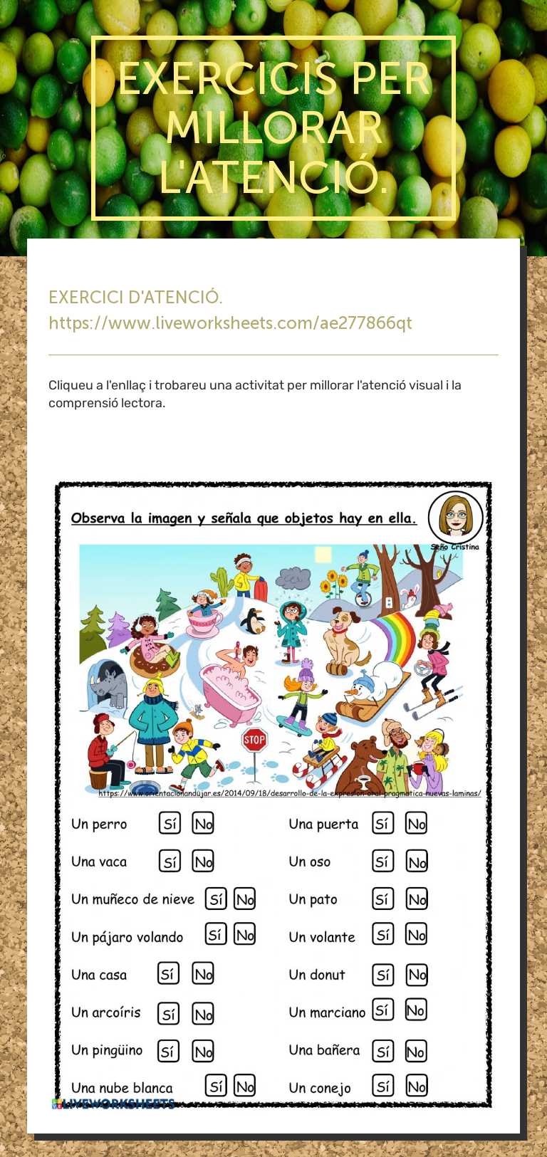 EXERCICIS PER MILLORAR L'ATENCIÓ. worksheet preview image