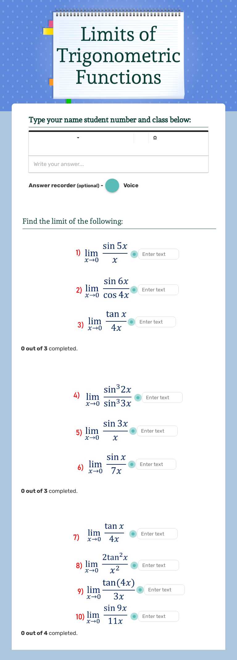 Limits of Trigonometric Functions by Victoria Saffire Lillo ...