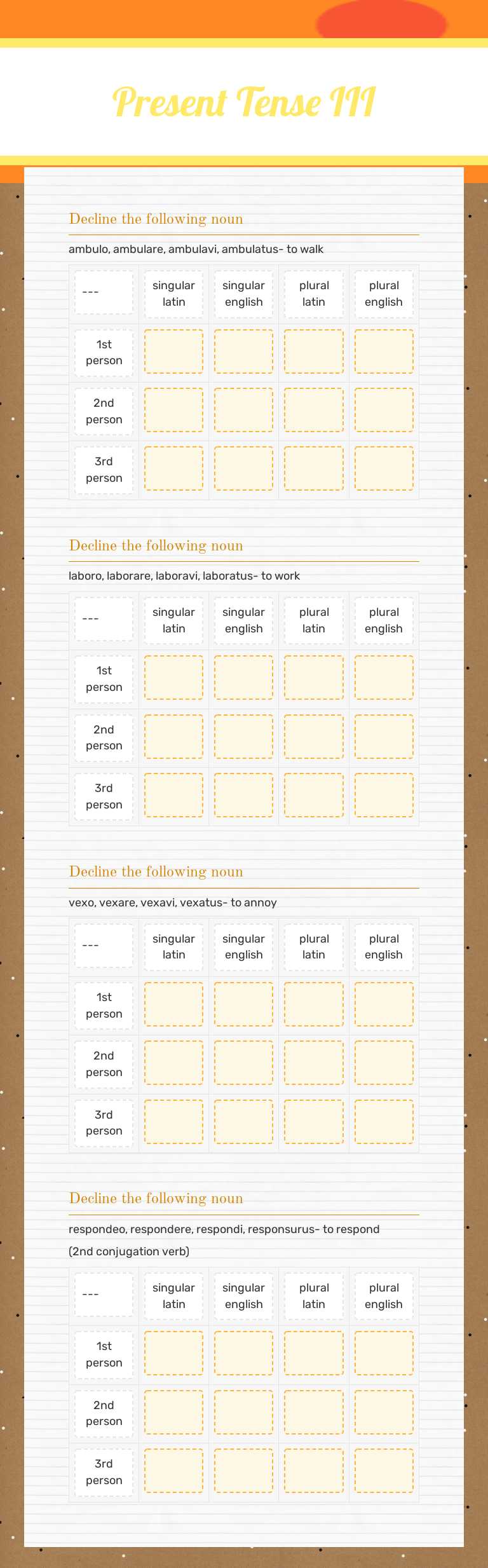 Present Tense III worksheet preview image
