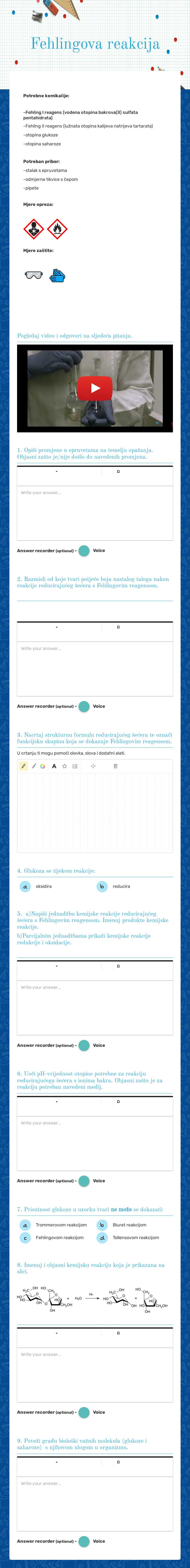 Fehlingova reakcija worksheet preview image