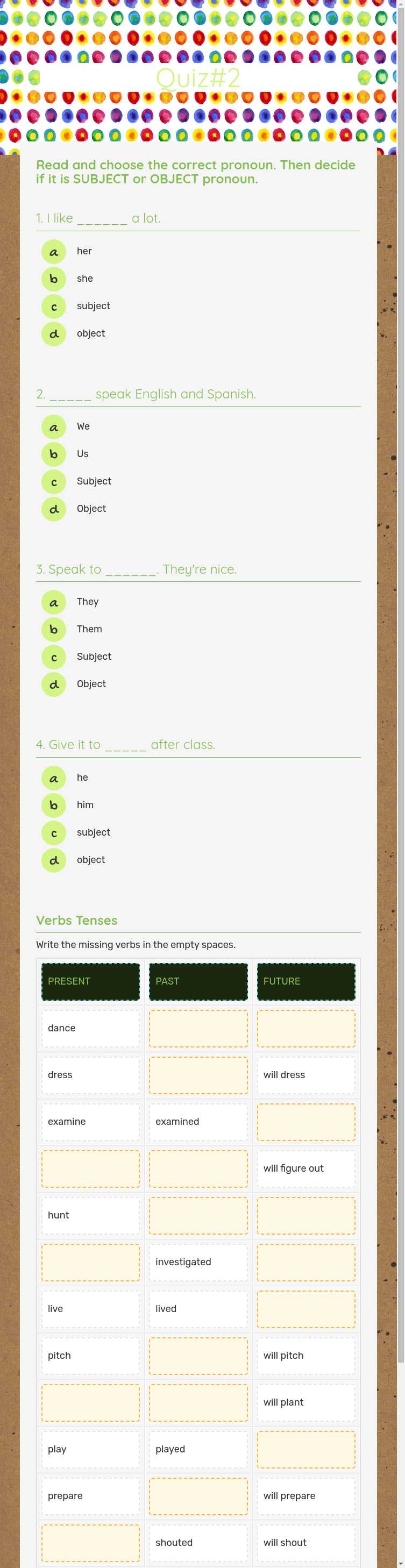 Quiz#2 worksheet preview image