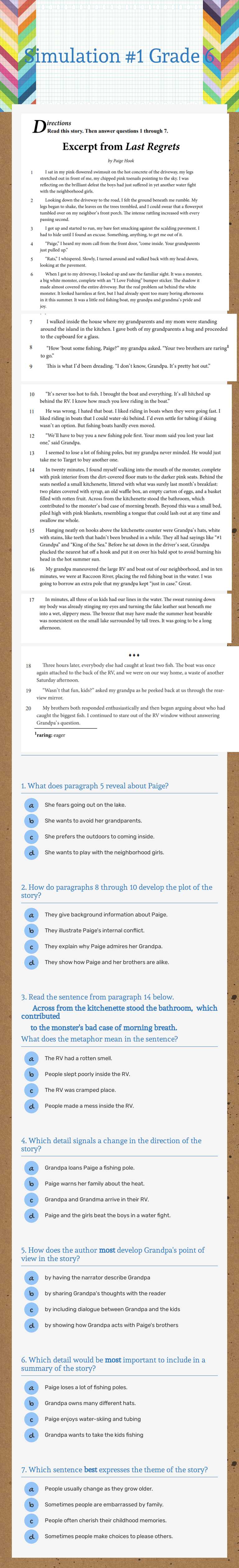 Simulation #1 Grade 6 worksheet preview
