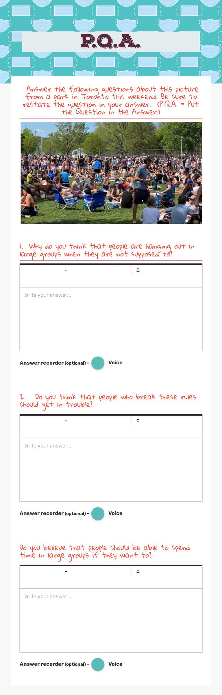 P.Q.A. worksheet preview image