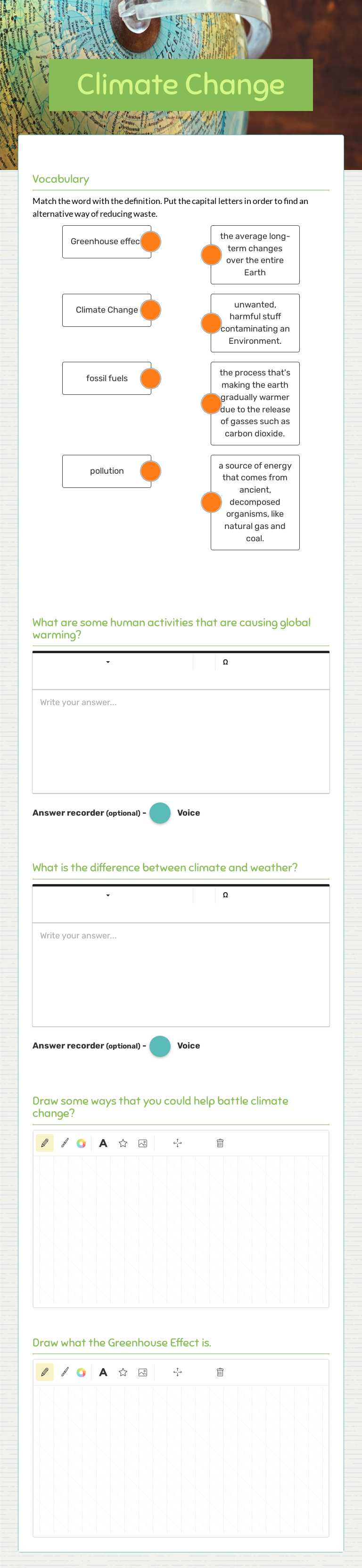 Climate Change Grade 5 worksheet preview