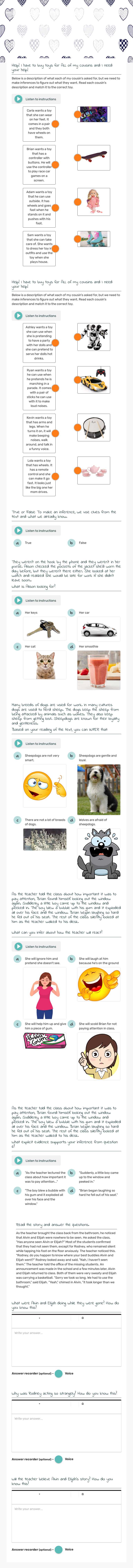 Making Inferences and Supporting them with Evidence and Explicit Details worksheet preview image