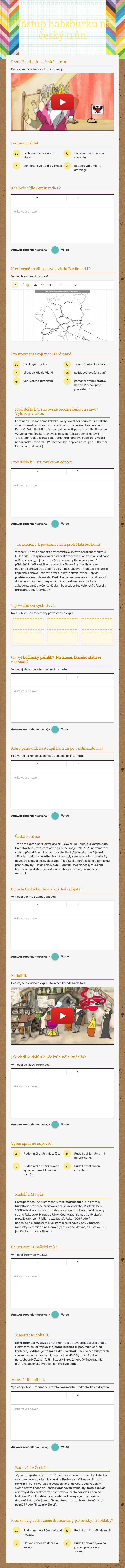 Nástup habsburků na český trůn worksheet preview image