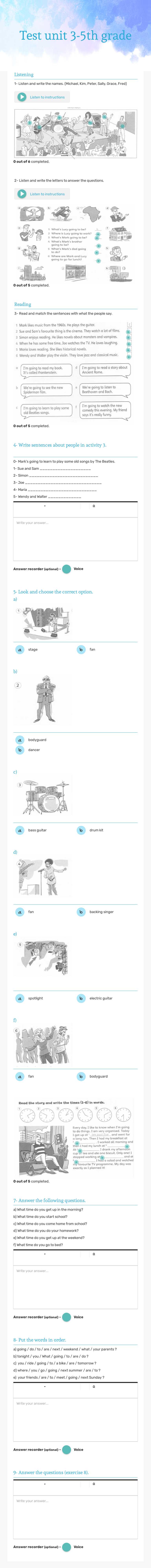 Test unit 3-5th grade worksheet preview image