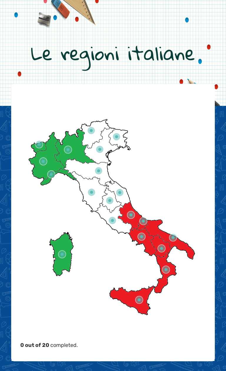 Le regioni italiane worksheet preview image
