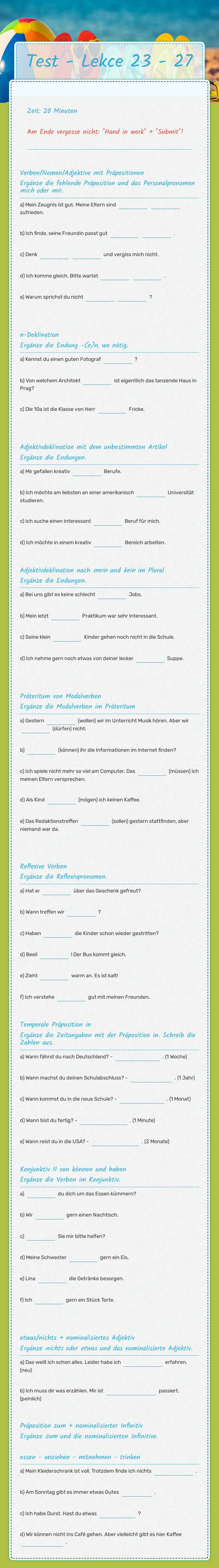 Test - Lekce 23 - 27 worksheet preview image