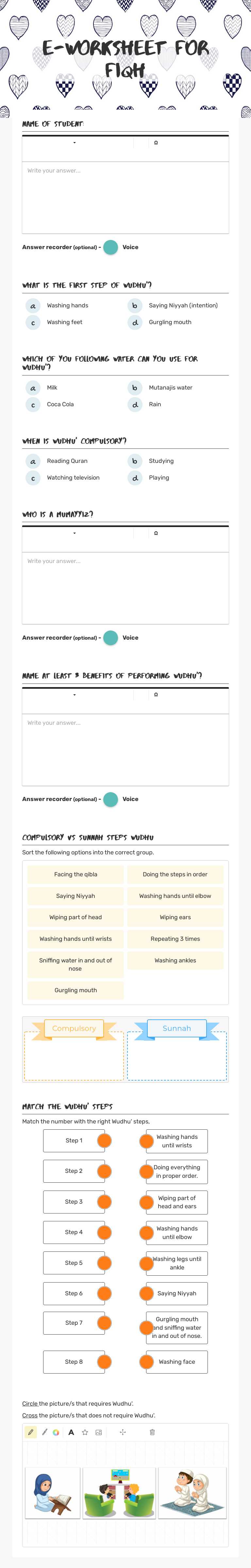 E-worksheet for Fiqh worksheet preview image