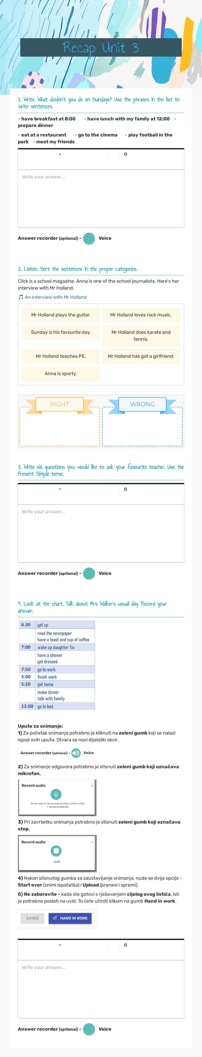 Recap Unit 3 worksheet preview image