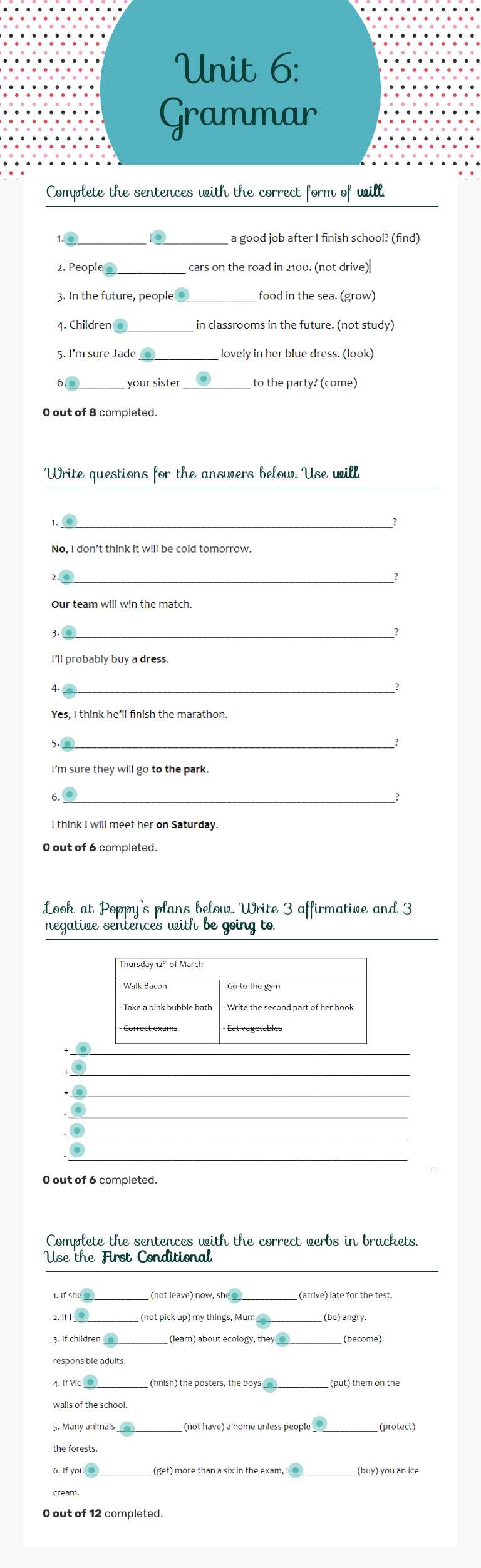 Unit 6:
Grammar worksheet preview image