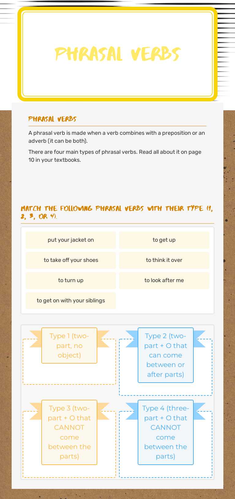 Phrasal verbs Other worksheet preview