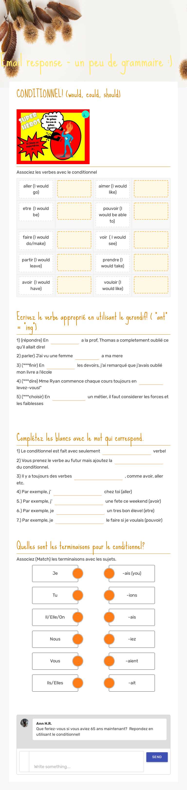 Email response - un peu de grammaire :) worksheet preview image