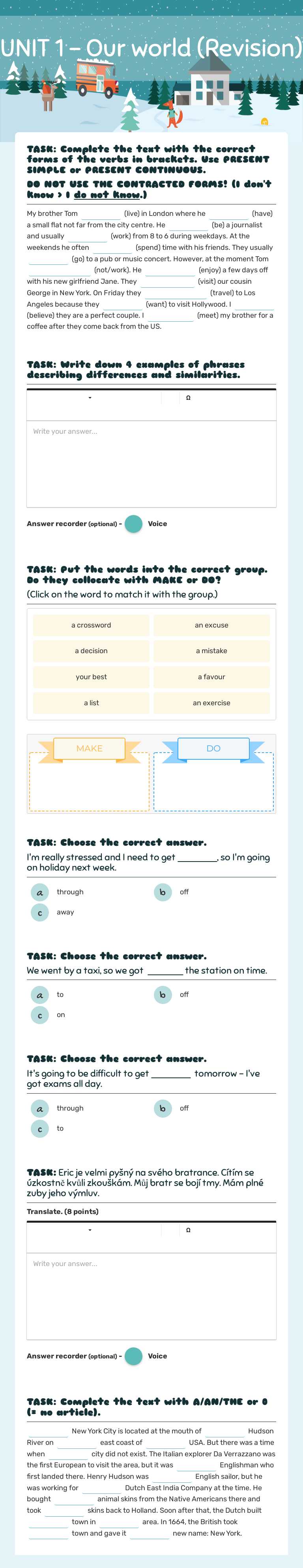 UNIT 1 - Our world  (Revision) worksheet preview image