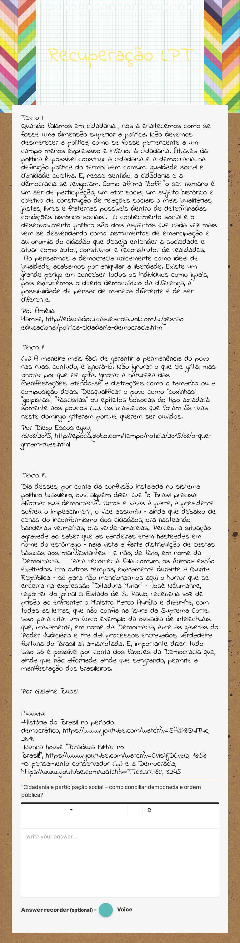 Recuperação LPT worksheet preview image