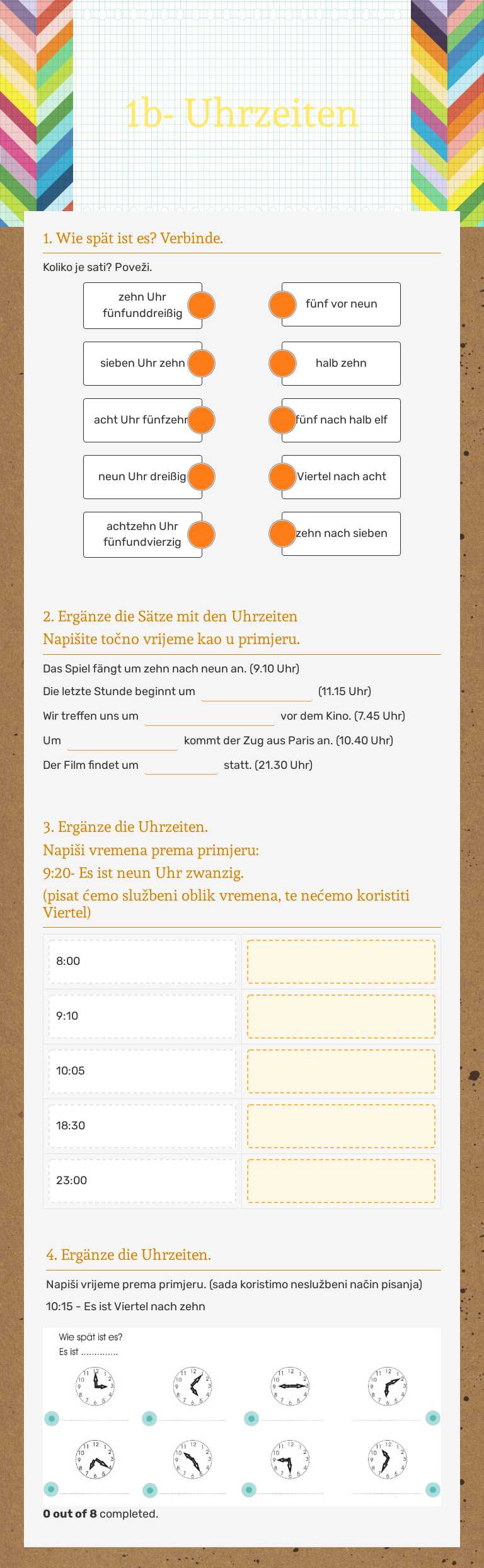 1b- Uhrzeiten Other worksheet preview