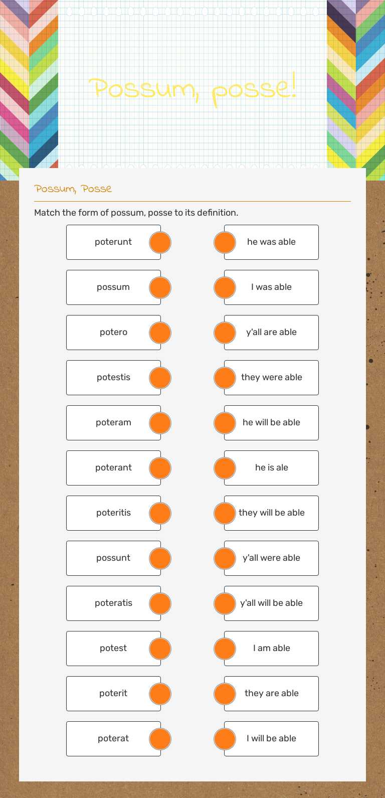 Possum, posse! Grade 9 worksheet preview